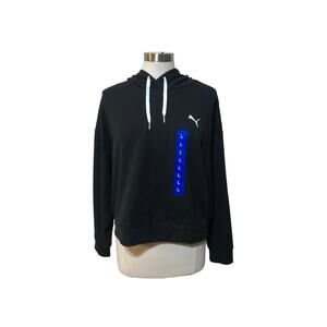 New Puma Ladies Large Modern Sport Black Hoodie Cropped Sweatshirt Activewear